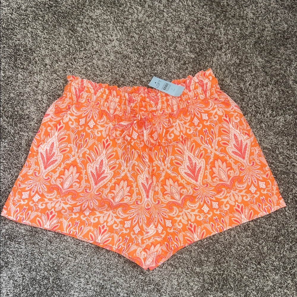 LOFT High Waist Orange Paisley Shorts